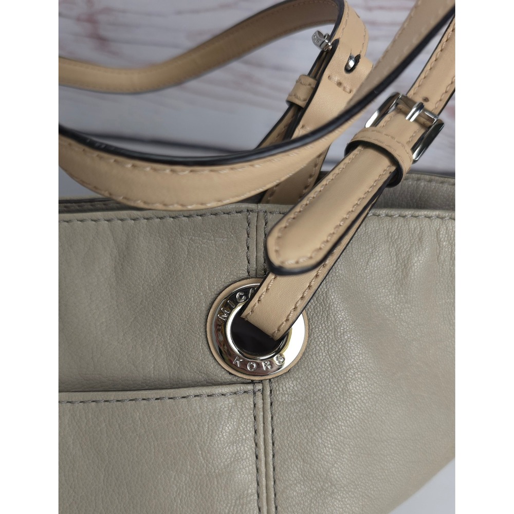 Michael Kors Bedford Gray Pebbled Leather Tote Shoulder Bag Silver Hardware - Picture 13 of 14